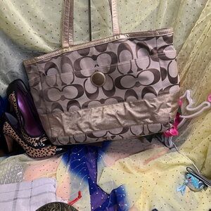 Coach Brown and Gold Baby Bag